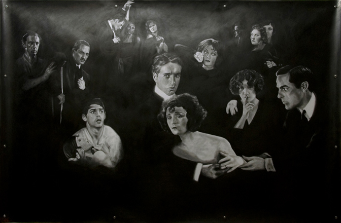 Valentino's Funeral: Part I, 2009 Pencil, graphite, eyelets 2.46 x 1.60 m, public collection, USA