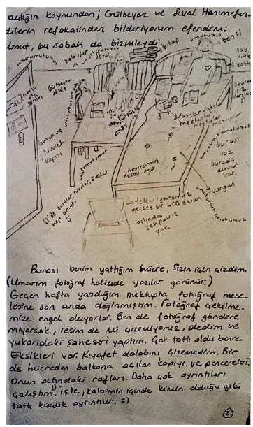 Lettre et dessin de Nuriye Gülmen