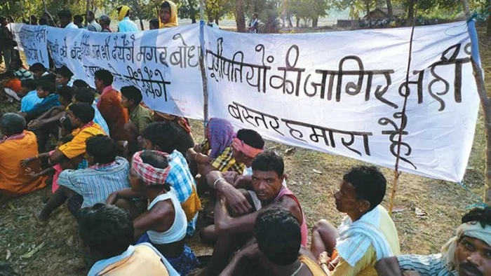 Adivasis du village de Kudur, dans le district de Bastar, au Chhattisgarh, en lutte contre le projet de barrage de Bodhghat