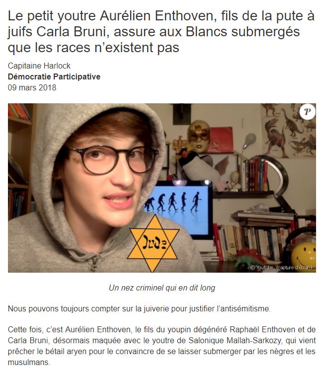 Au cas où vous penseriez qu'on exagère... Ce site, au nom parfaitement anodin de Démocratie Participative, est littéralement scandaleux. Chaque article, chaque ligne, chaque post est passible de prison en France. Mais voilà, il est basé aux USA, au …