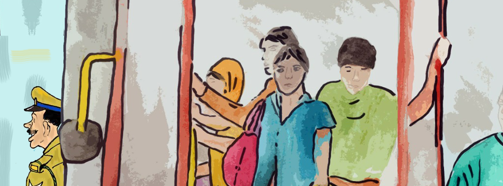 En Égypte,les employées de maison d’origine étrangère sans papiers vivent dans l’angoisse d’être contrôlées par la police et sommées de faire la preuve qu’elles sont en situation régulière.&nbsp; - Dessin de Ranwa Youssef