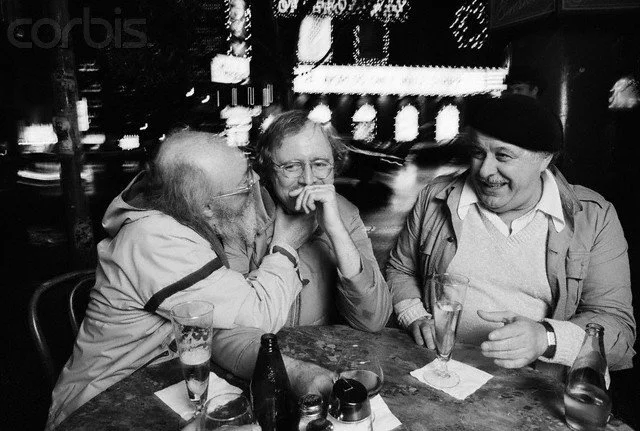 Don Carpenter, Richard Brautigan and Enrico Banducci, Enrico's Cafe, 1981. By Roger Ressmeyer.