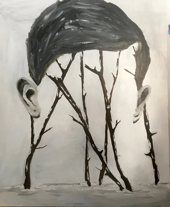 Edi Dubien, À 6h du matin l’hiver, 2017 — Acrylique sur toile — 162 x 130 cm © Edi Dubien. © Adagp, Paris 2019.