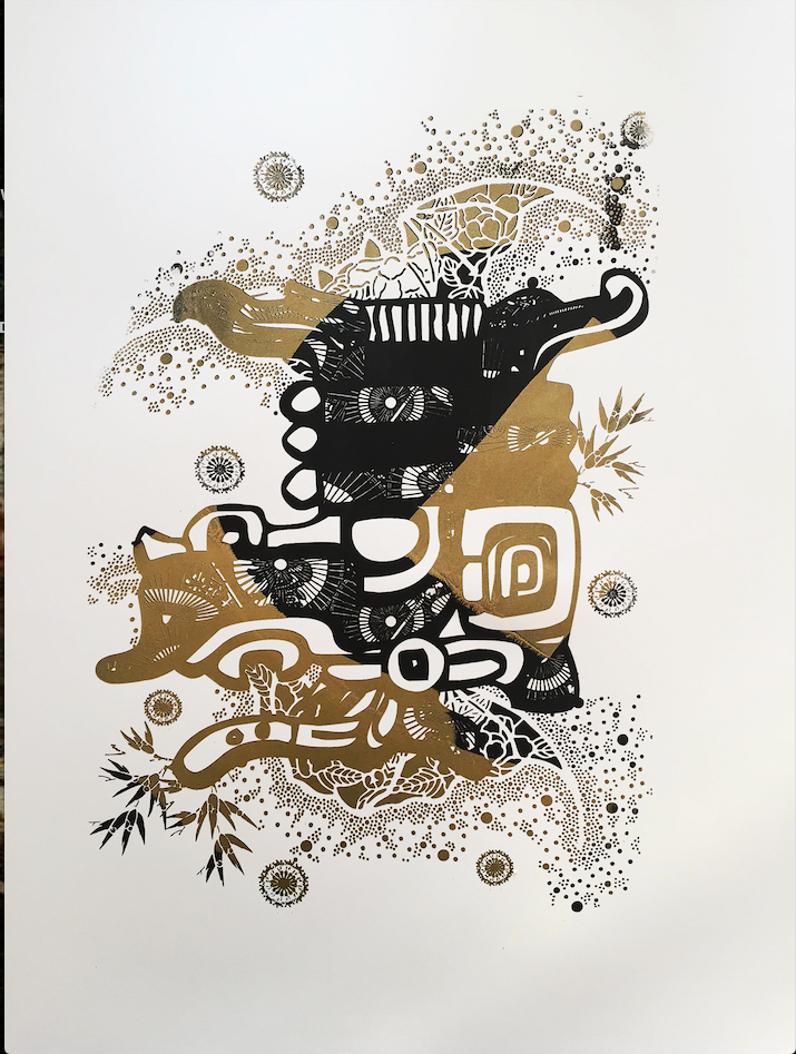 ris Smaïl Kanouté, Quetzalcóatl, 2019, Sérigraphie sur papier, 65 x 50 cm, Courtesy DDESSINPARIS et l'artiste