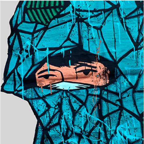 Eko Nugroho/ Membatu dan Mengeras (Petrify and Harden) 2020 | Embroidered Painting, Wire | 138x112cm