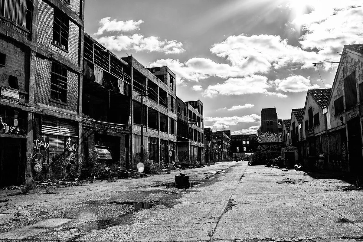 David Wile flashe Detroit en noir et blanc
