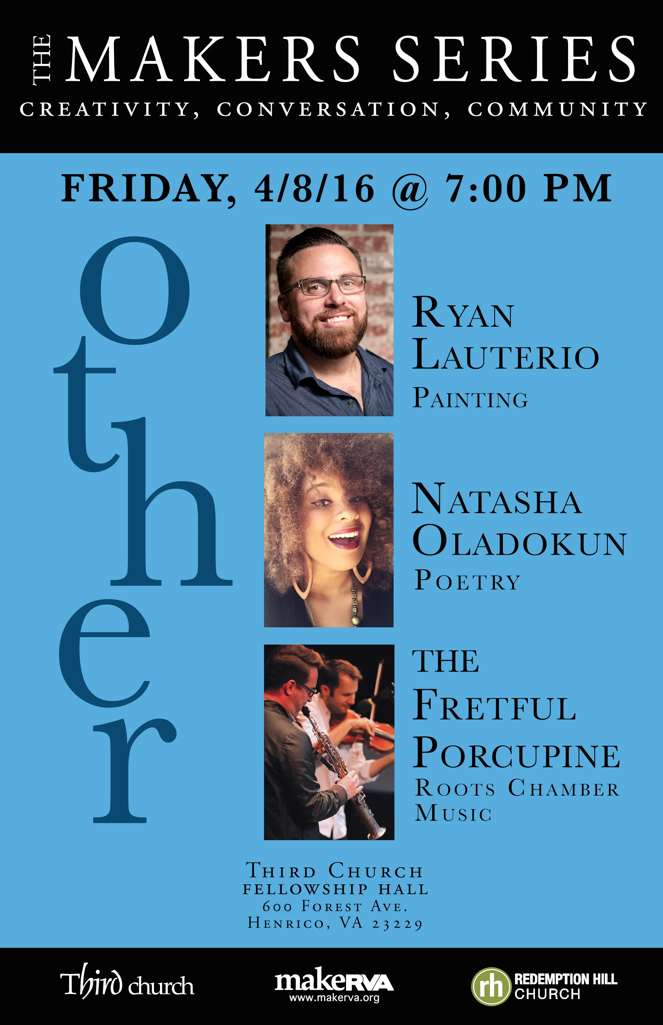 Please join us in the Fellowship Hall on Friday, April 8th for the next Makers Series.