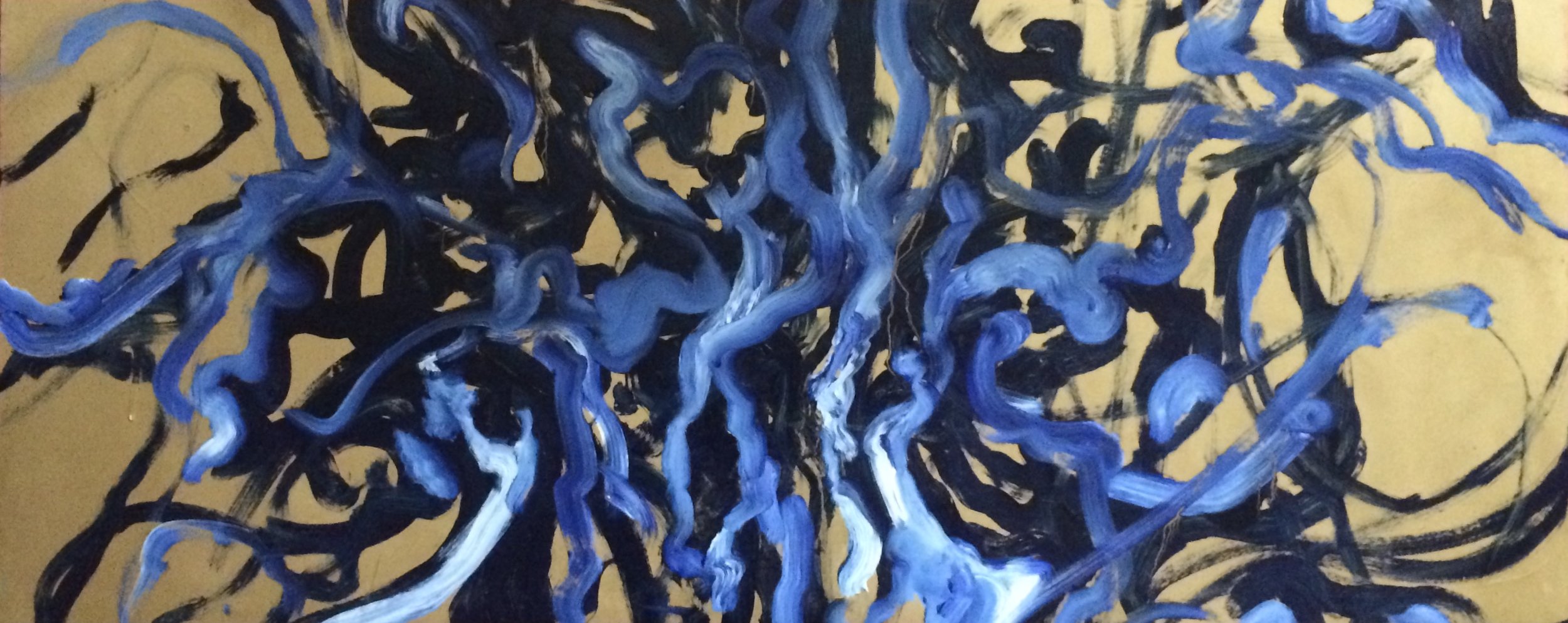 Spark Oil, tempera, and gold spray paint on wood 44 5/8" x 18" $500.00 (plus tax)