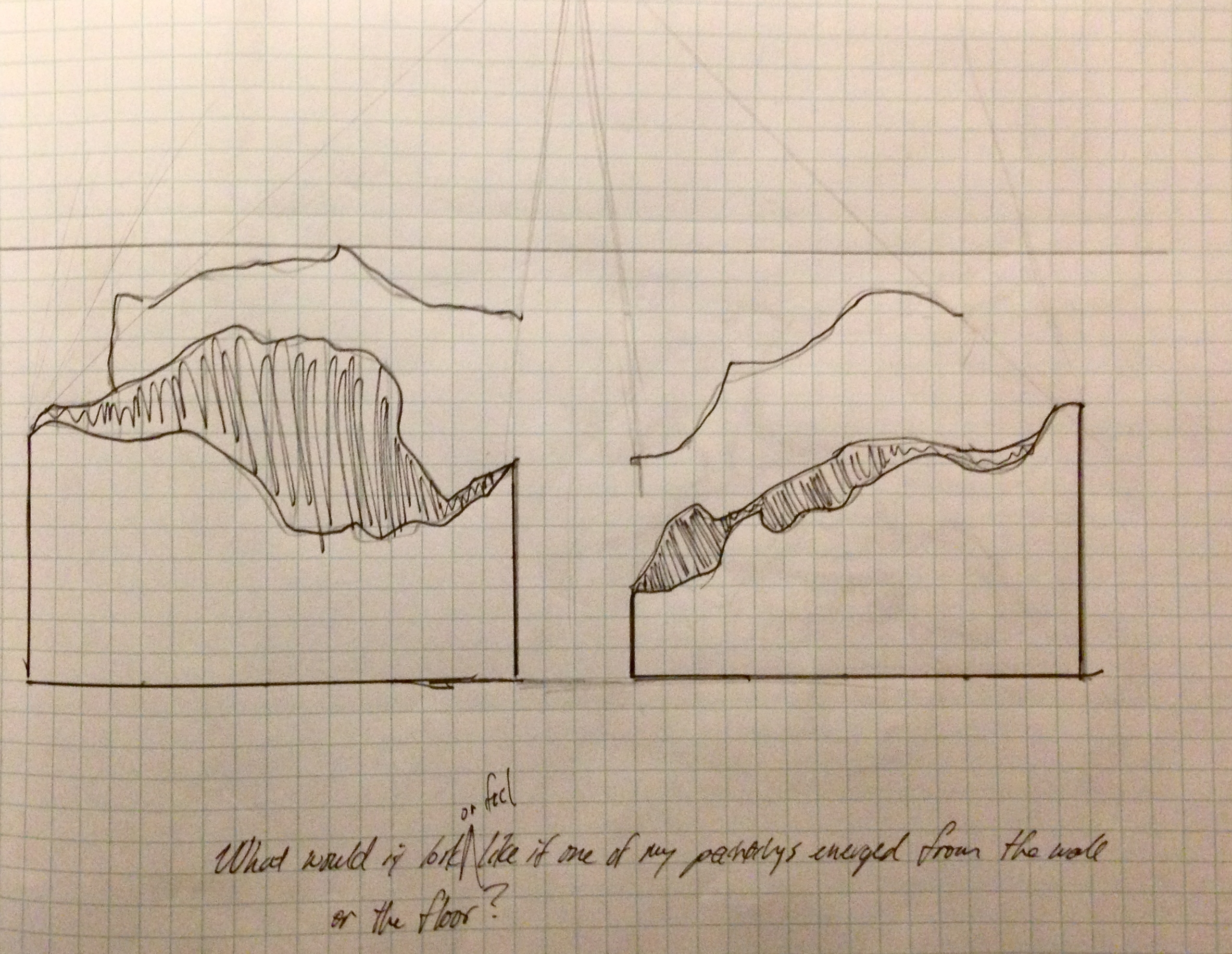 An old drawing of sculpture ideas.