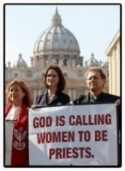 From left to right: Rev. Janice Sevre-Duszynska (RCWP), Miriam Duignan (womenpriests.org), Roy Bourgeois