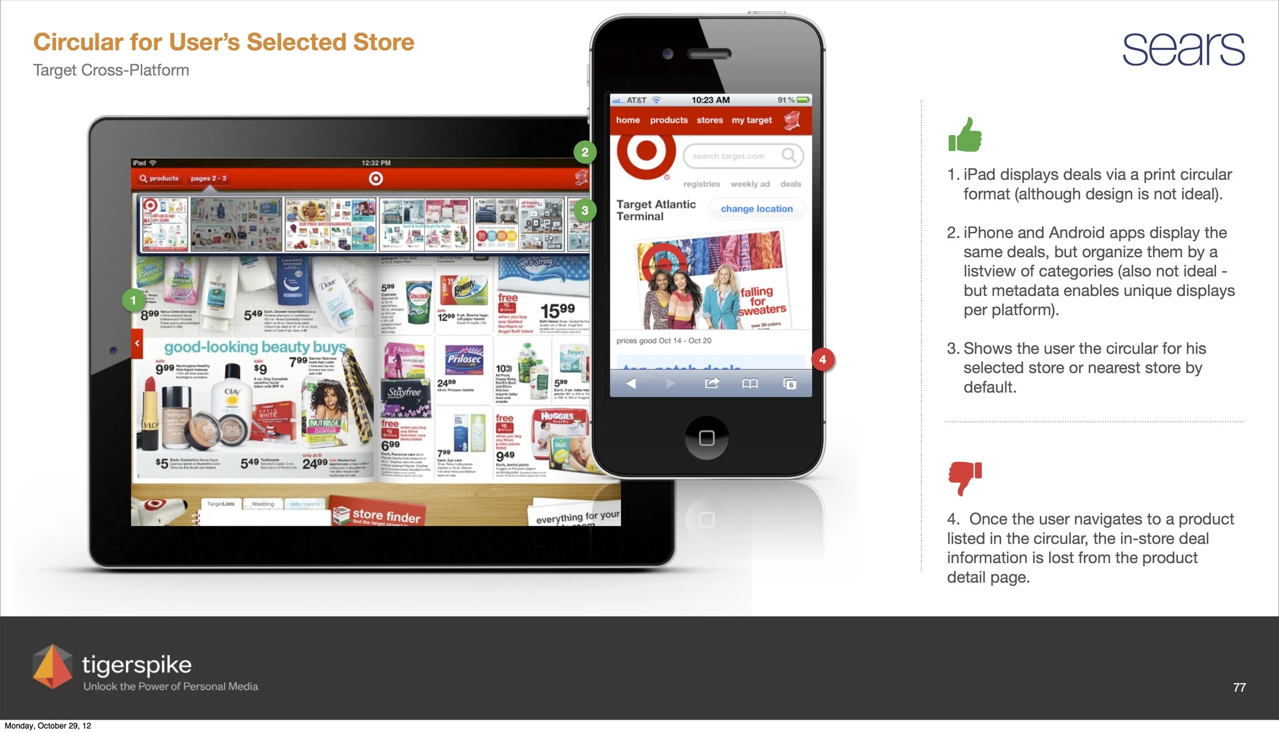 Analysis of strengths and weaknesses of six international retailers' mobile presence; evaluating the market position, mobile product features and usability task analysis.