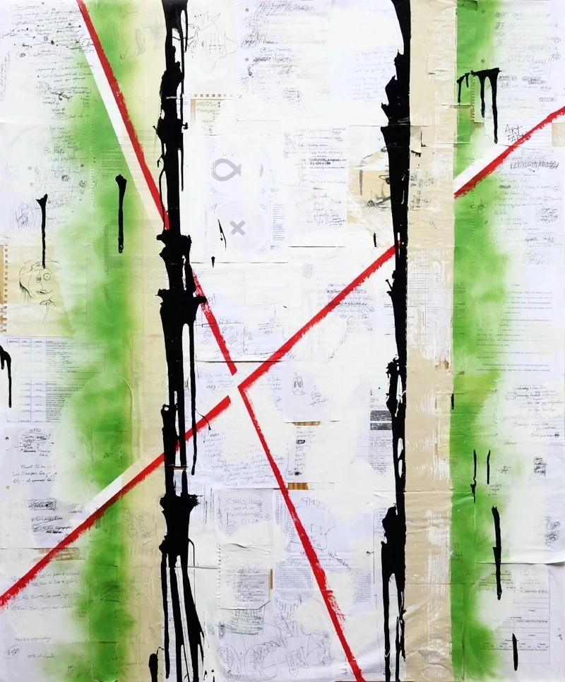 INTERSECT. 48x60. Mixed Media on wood panel