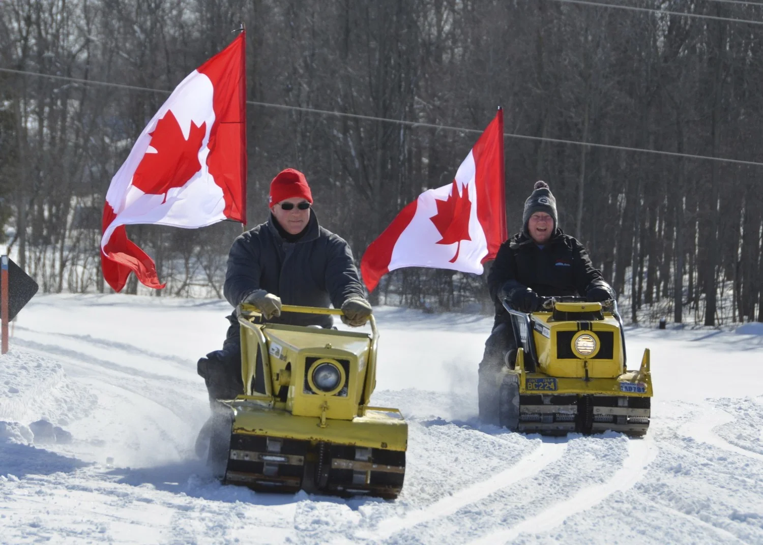 Doug and Meryl arriving on their vintage sleds