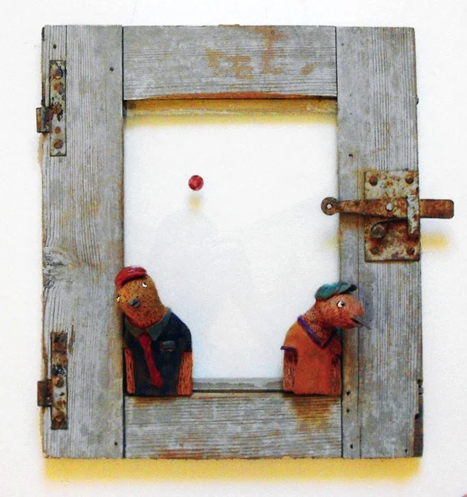 Devo migrare – Promettimi che torni , wood and ceramics, by Giorgio di Palma (Grottaglie)