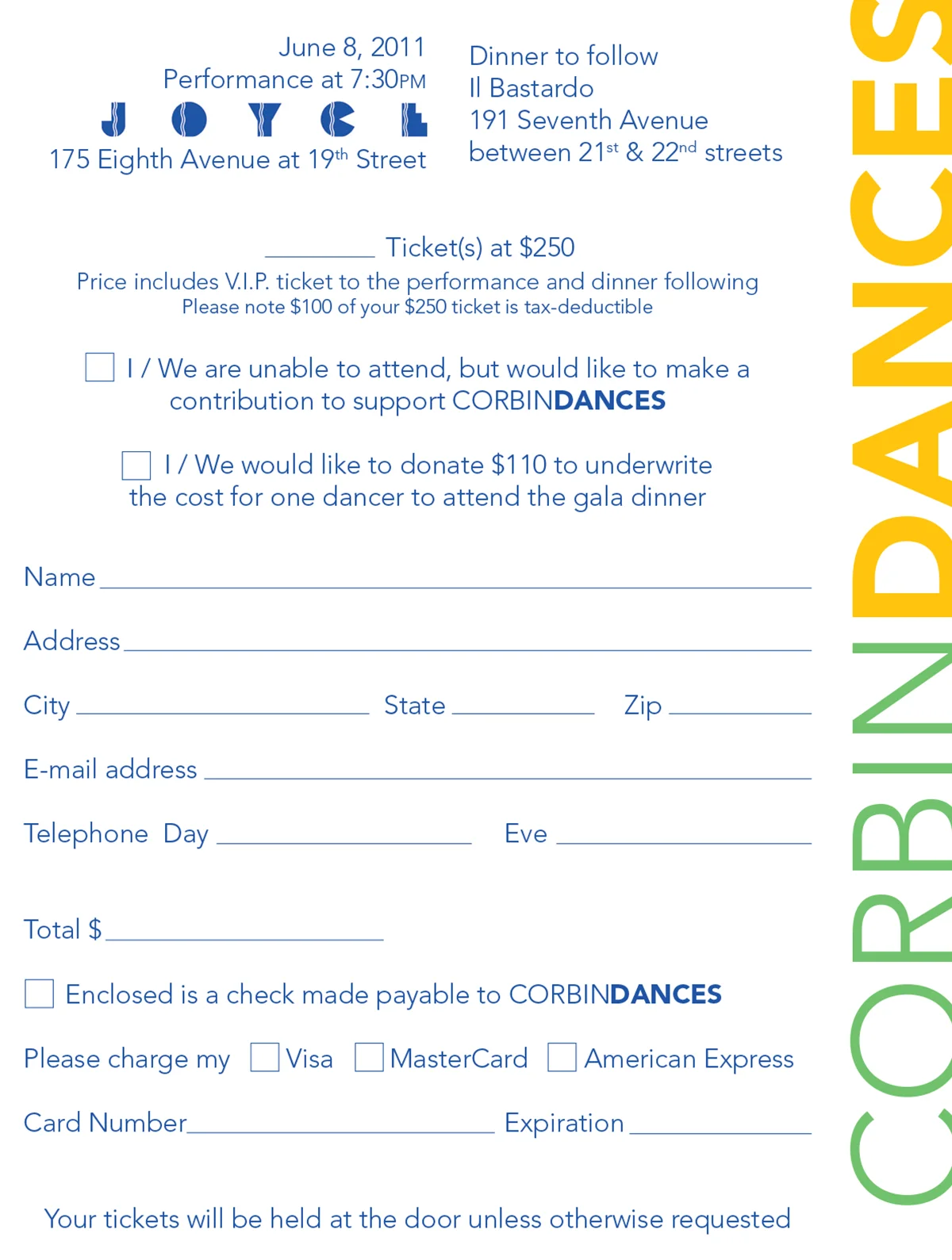 CorbinDances 2011 Invitation - RSVP Card Back