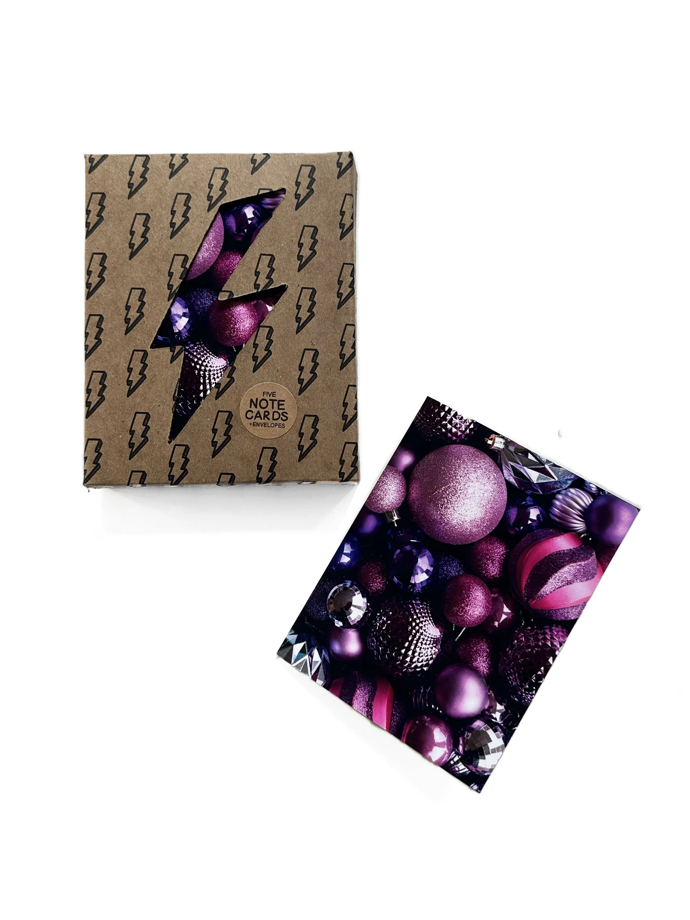 PURPLE ORNAMENTS CARD SET
