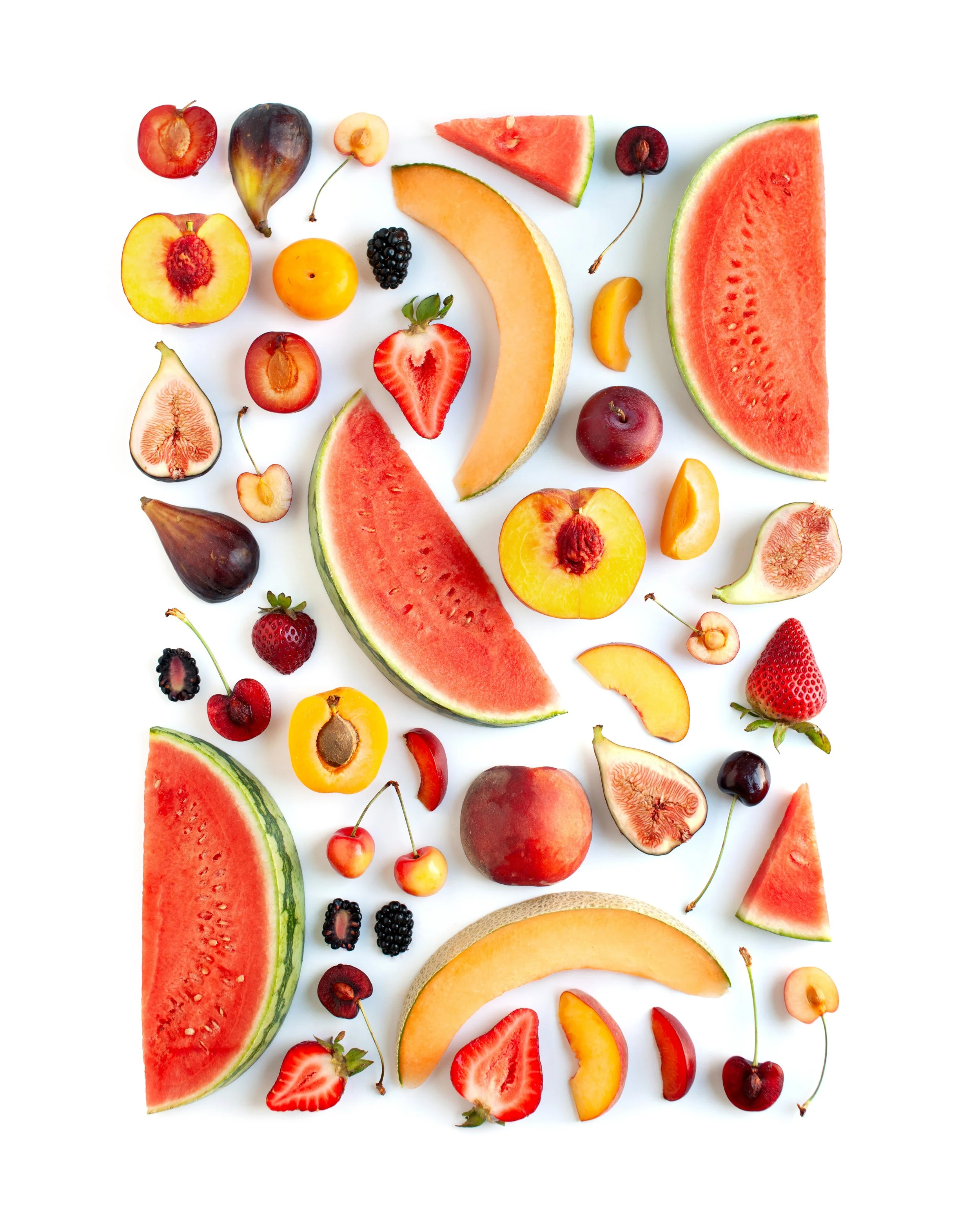 18"x24" Summer Fruit Pattern Art Print (Light Bend)