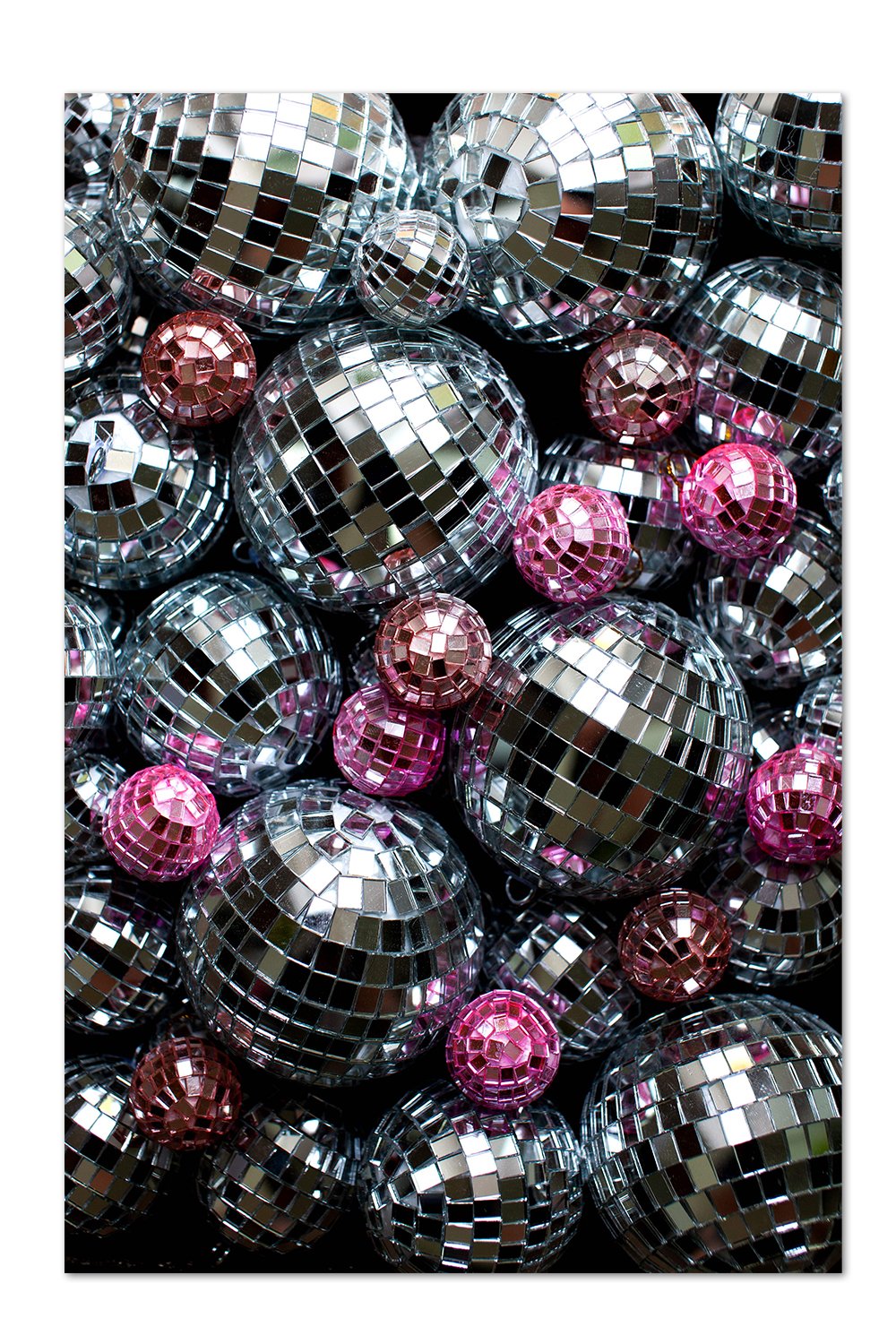 Pink and Silver Disco Ball Print