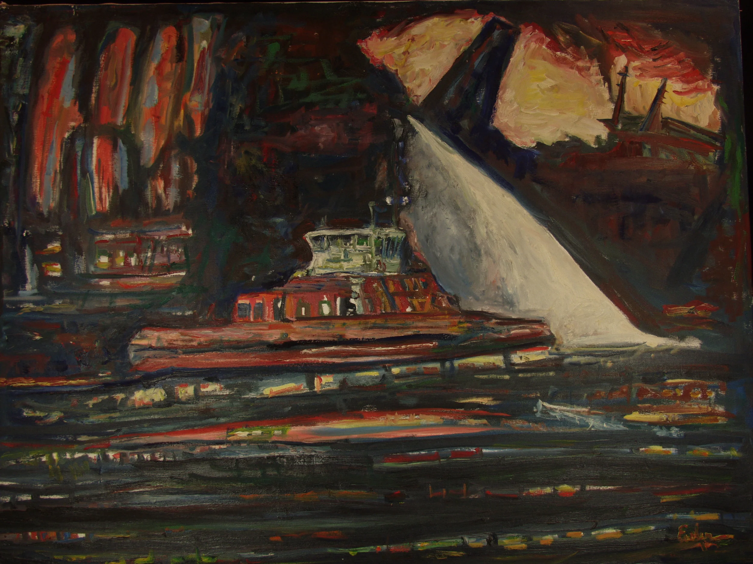   The&nbsp;Fireboat &nbsp; (36 x 48 ) $5,000  