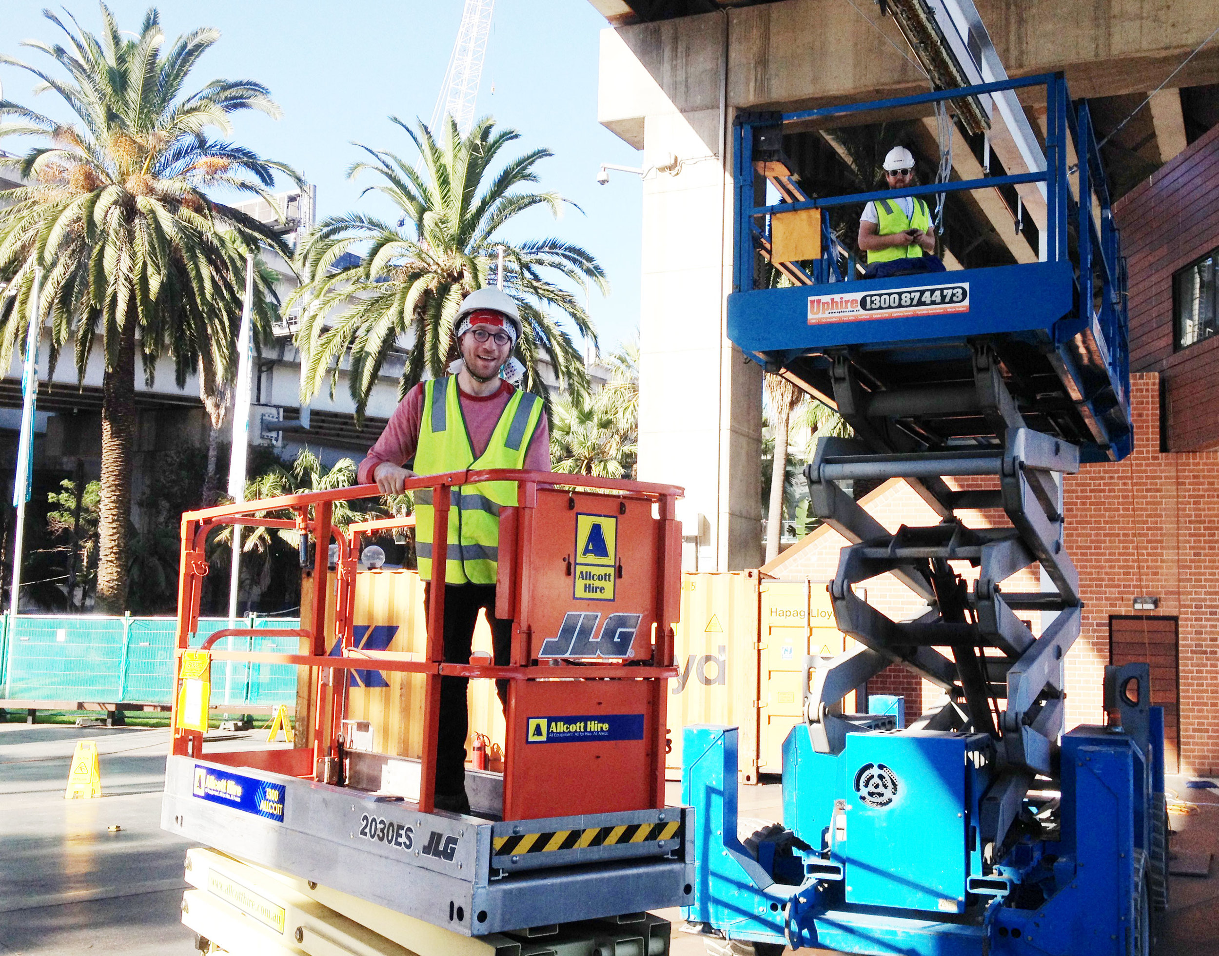 Ian and Mike on scissor lifts