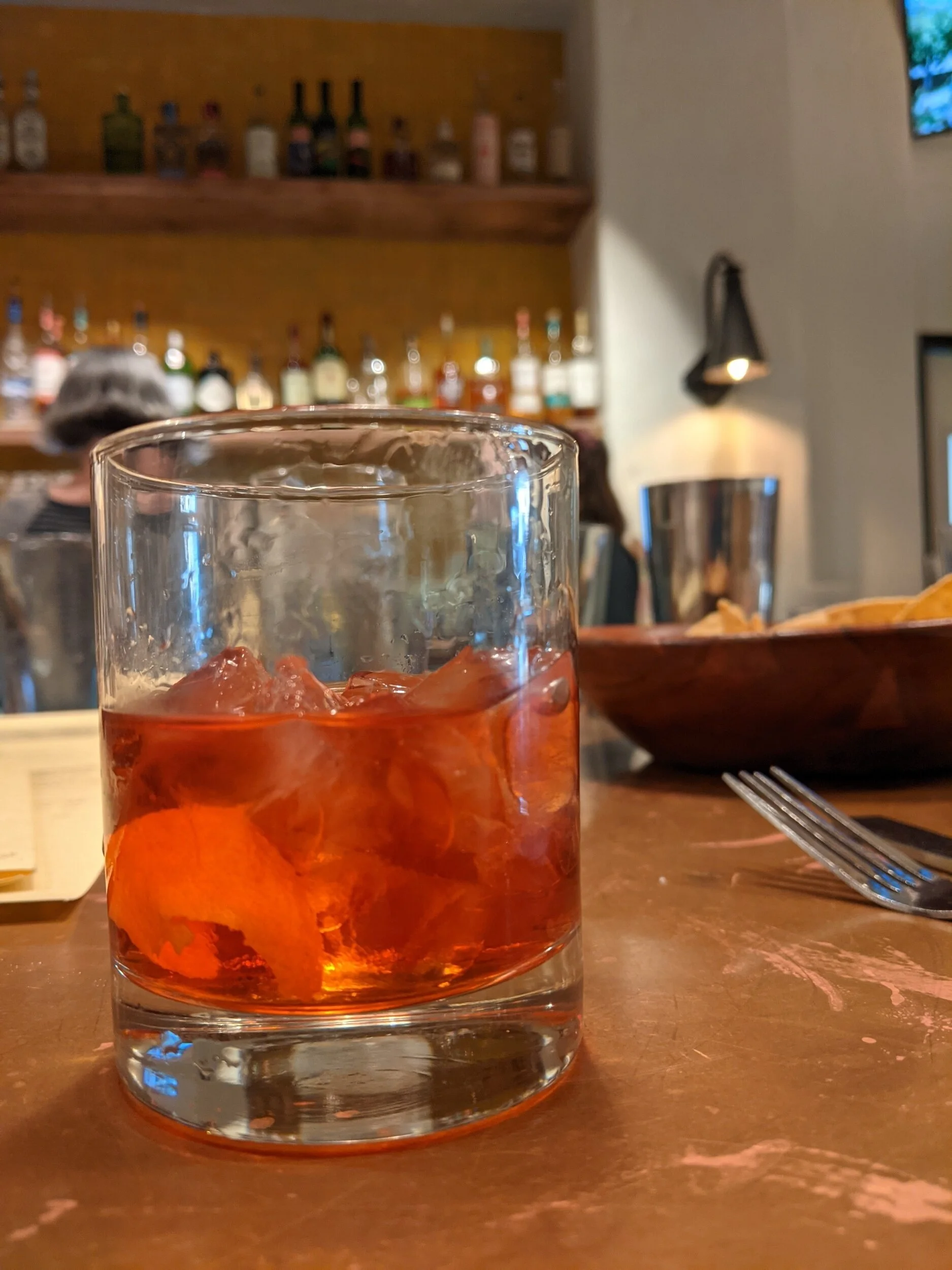 Mezcal Negroni &amp; Pollo Adobo for dinner.