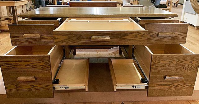 A still frame of just how many completely hidden compartments we can fit into one piece of furniture. Not in the market for a desk? We build all kinds of furniture with hidden compartments: floating shelves, nightstands, coffee tables, dining tables 