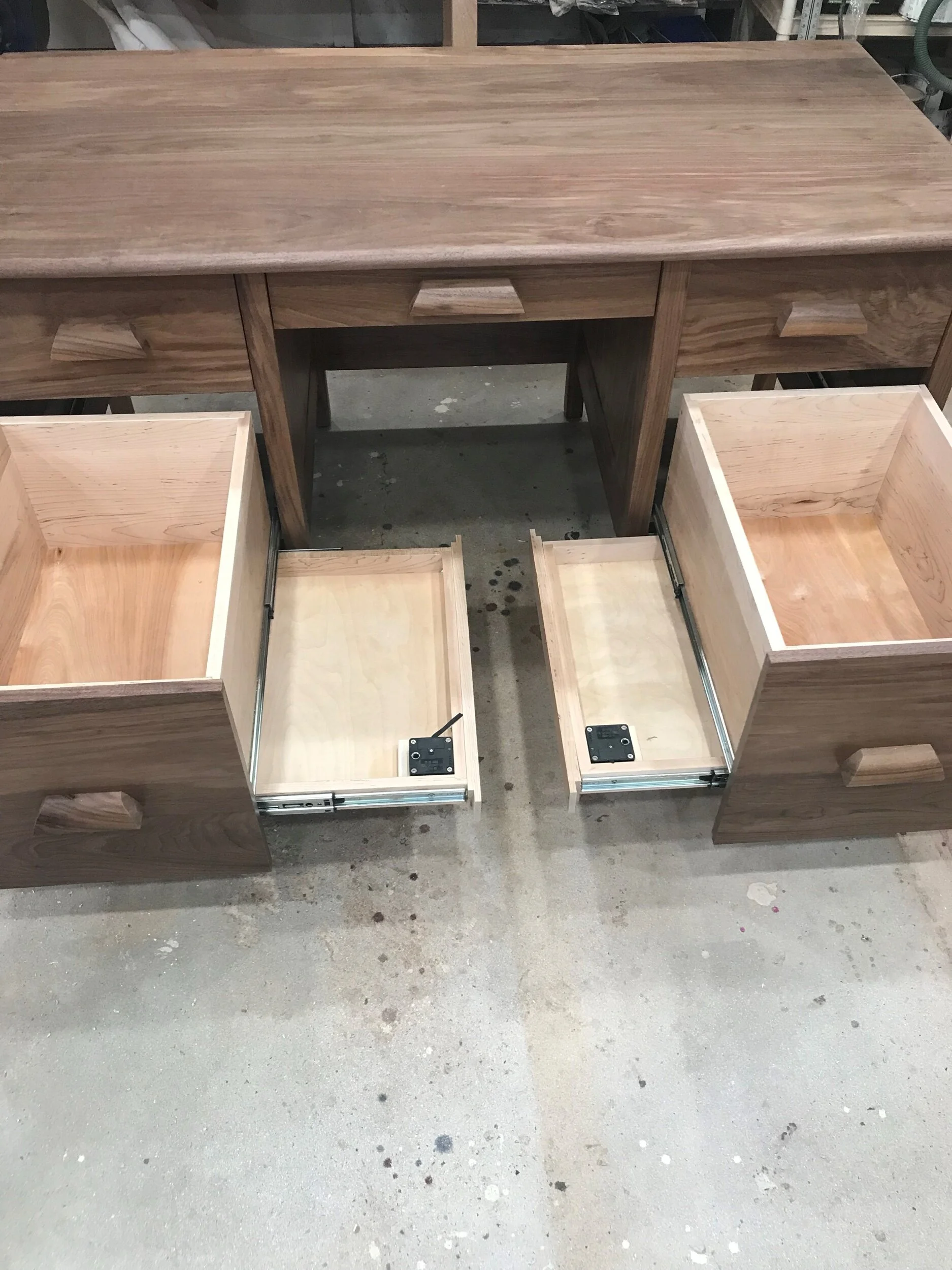 Custom wood tactical desk with secret document storage