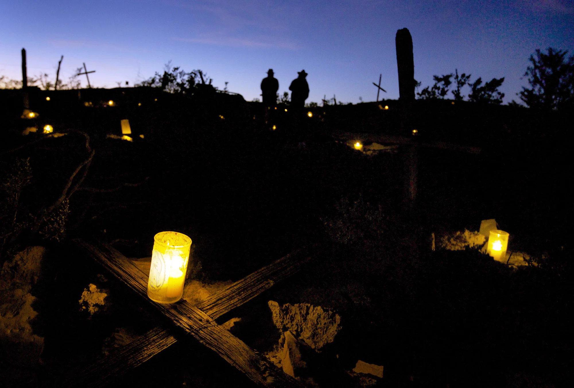 Candles at dusk