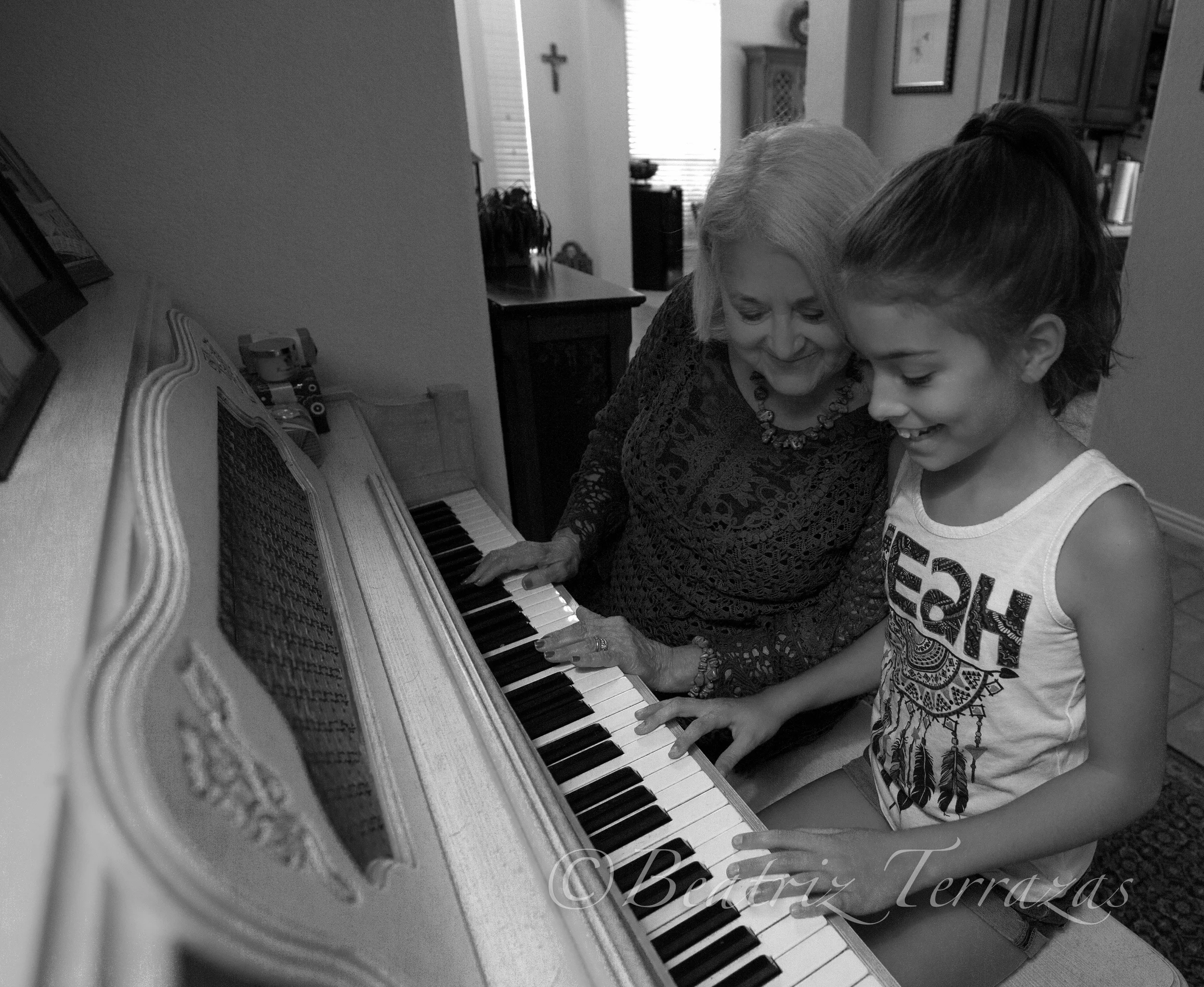 Irma spends some time with one of her granddaughters, Adriana. 