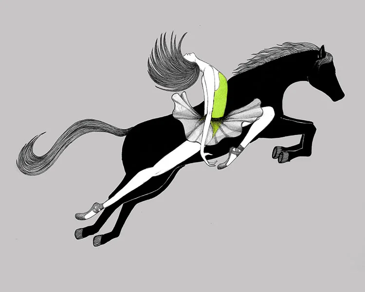 Horse, Ballerina, illustration, traditional art