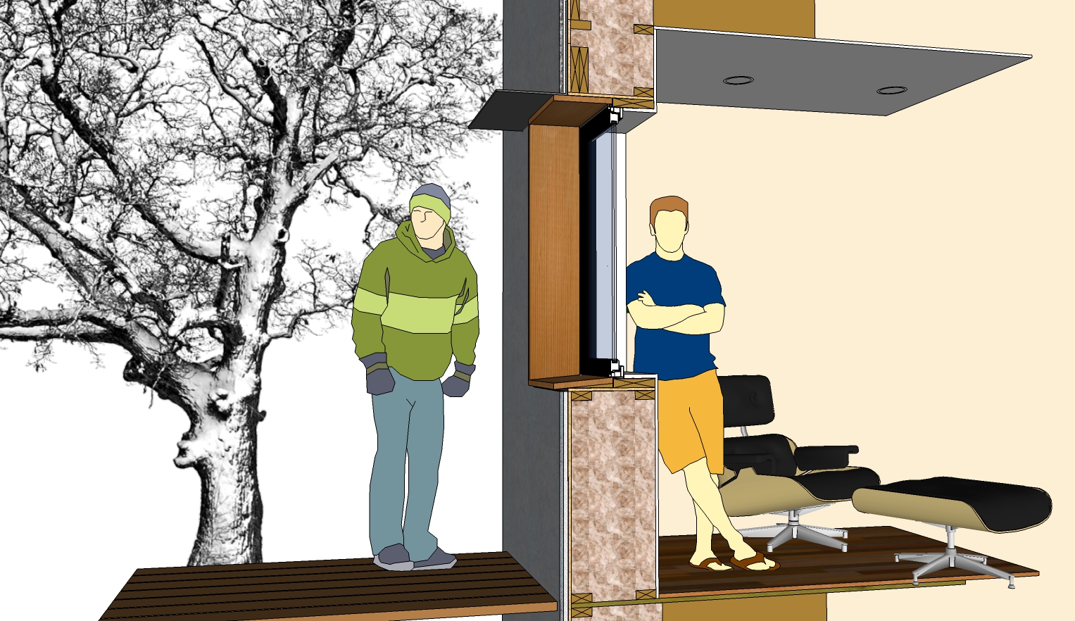 The 17" thick walls come in at R58, providing year round comfort.