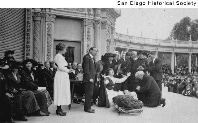 Aimee Semple McPherson at the Spreckels Organ Pavilion 1921.jpg