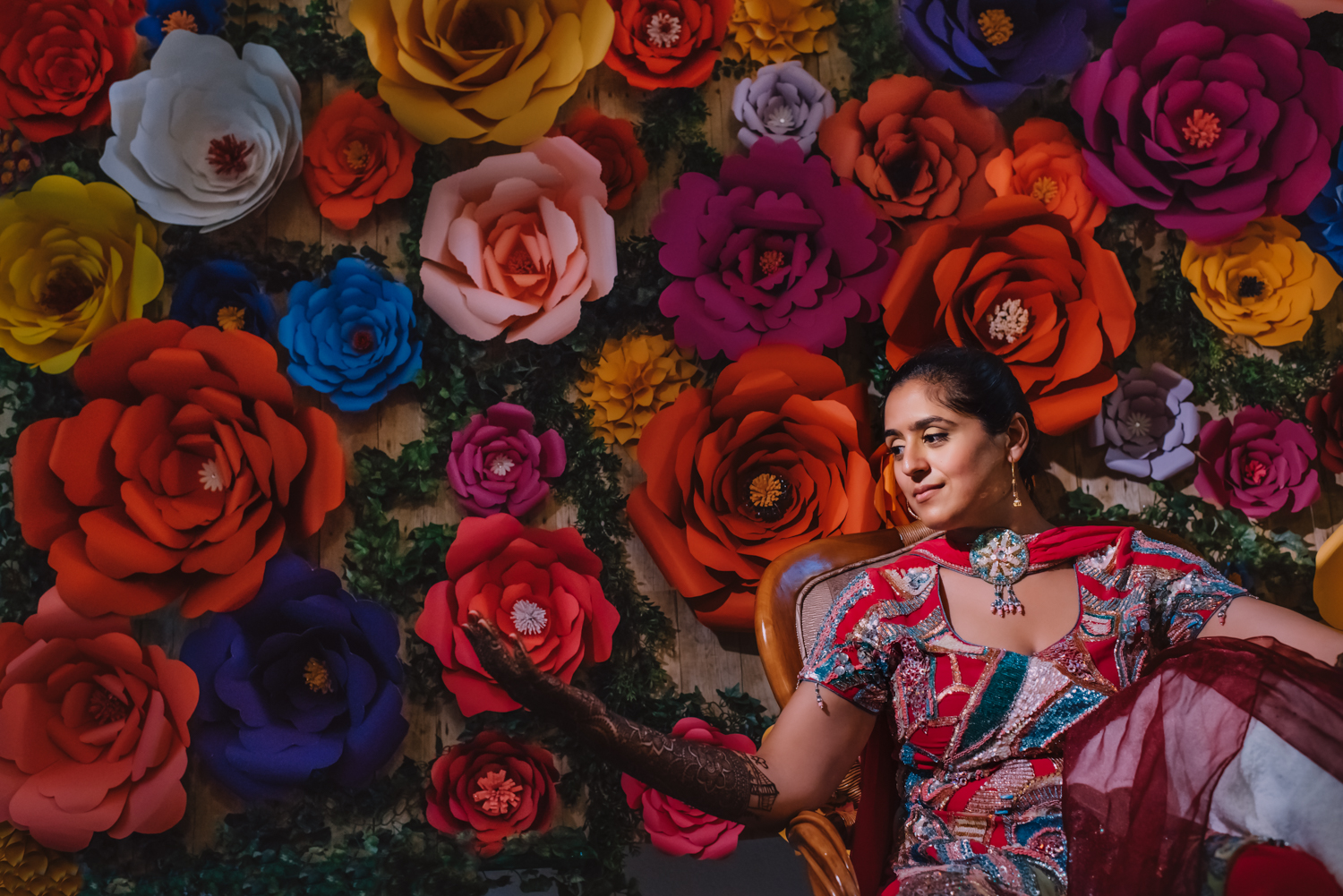 bay area punjabi bride at Mehndi ceremony