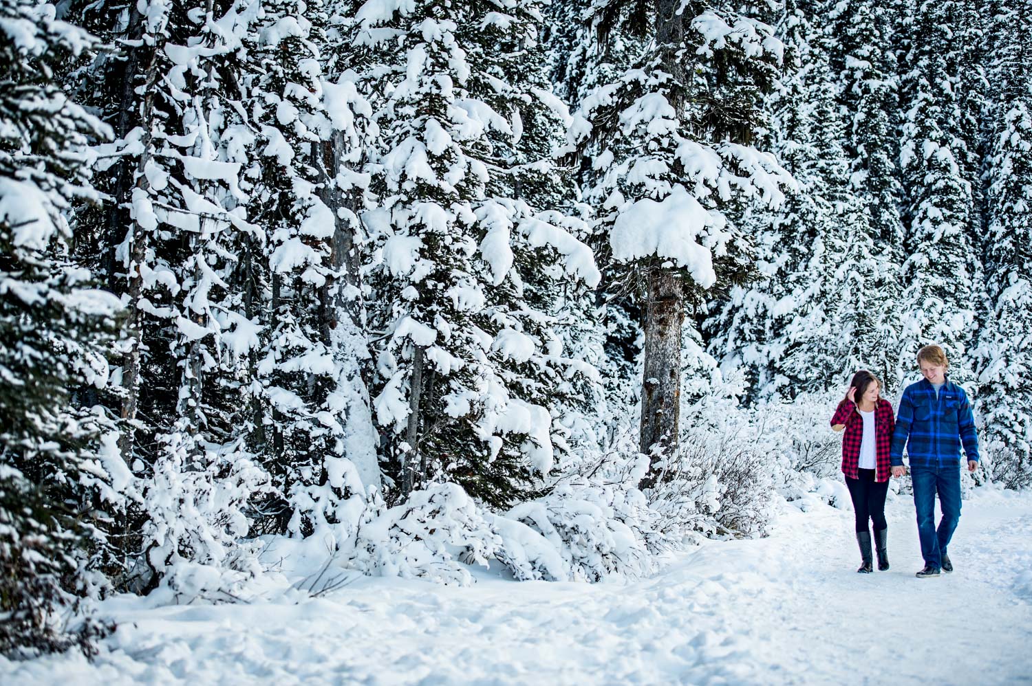 Winter engagement session Banff National park