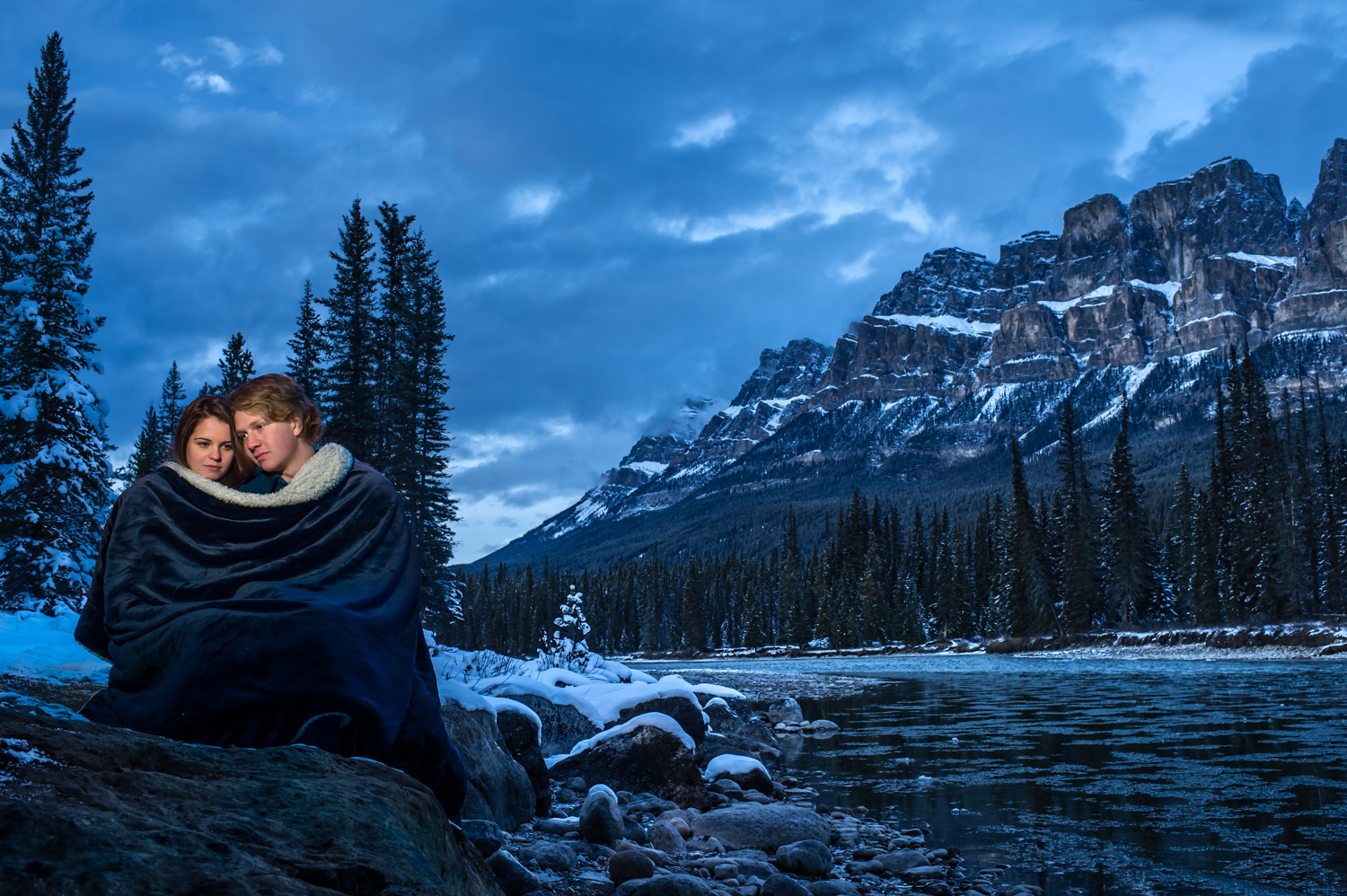 Winter engagement shoot Banff National park