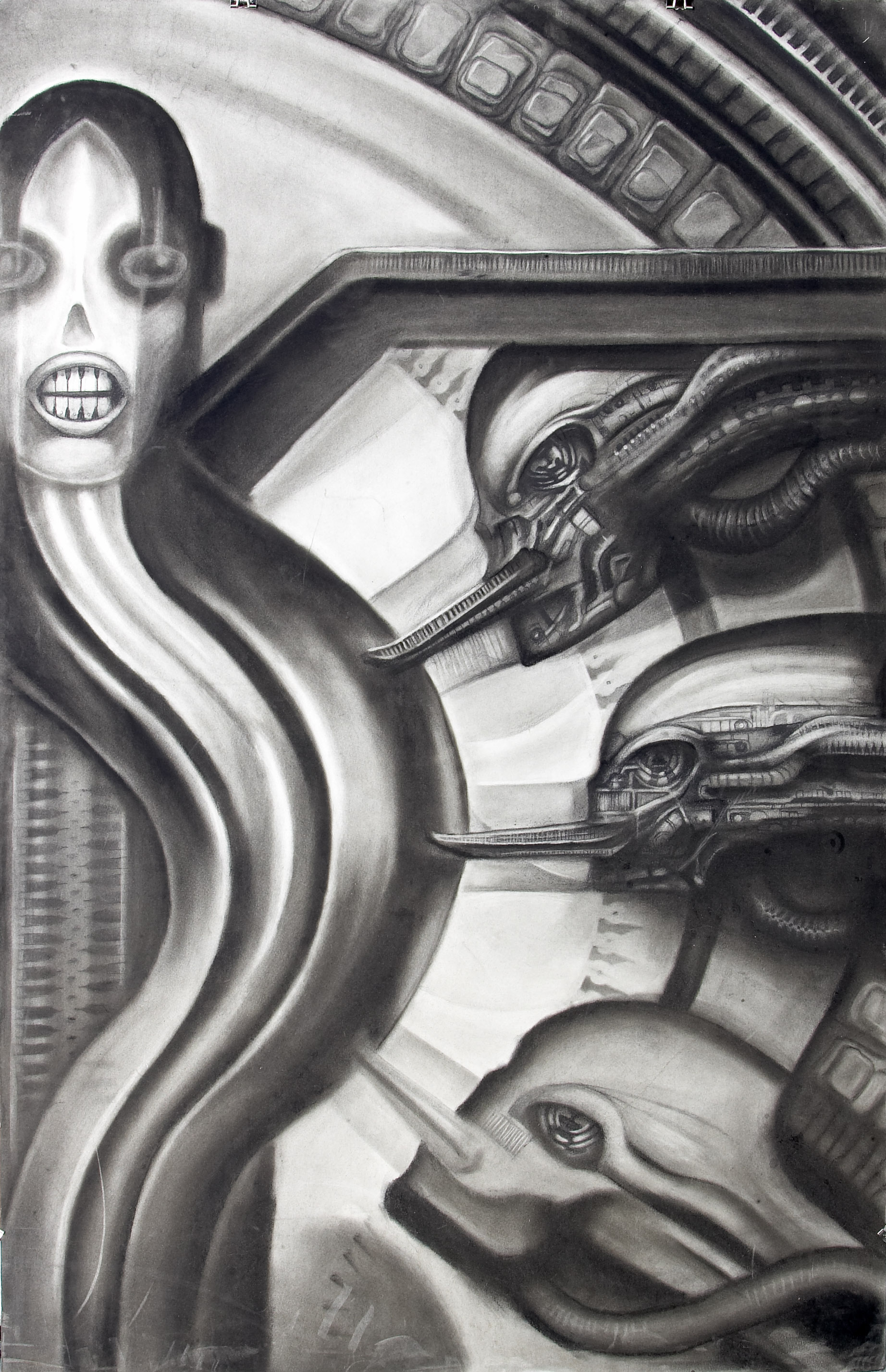  HR Geiger Masters Study Charcoal on Bristol 20x36 