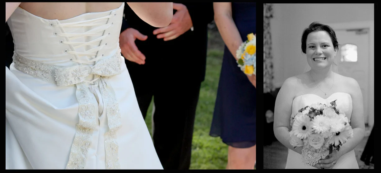 Sarah's corset back and sweetheart neckline, (and sweet smile to go with it!) I loved this family!