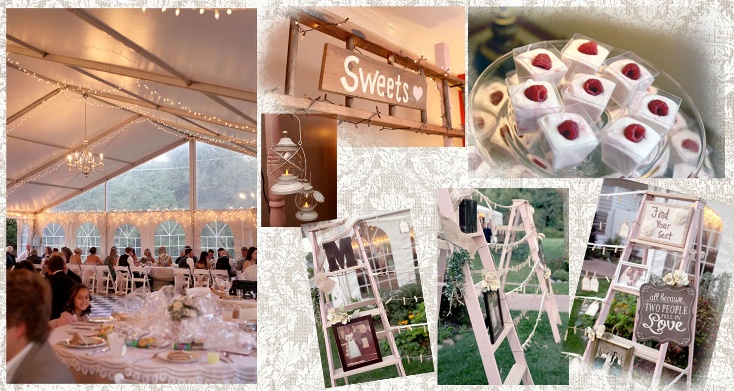 Here are some decor details, and their glittering tent. 
