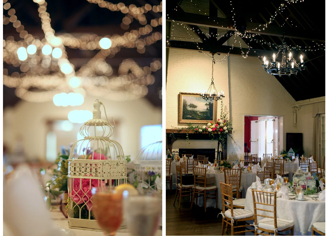 The reception area was beautifully decorated. &nbsp;They used bird cages and books. &nbsp; &nbsp;
