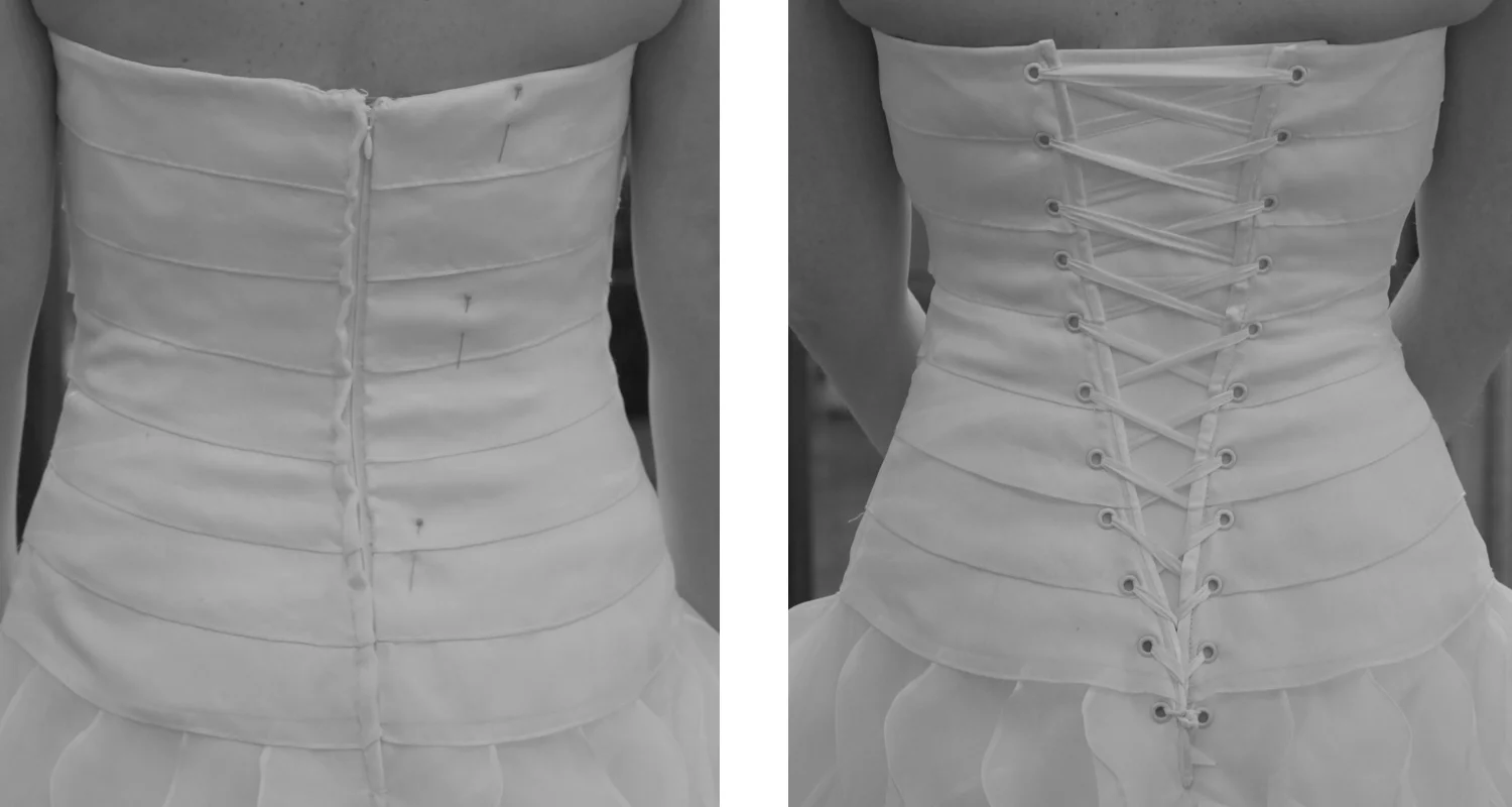 The back of this gown was kinda "blah". We added the corset just for looks. 