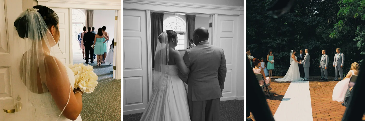 Casey, ready to walk down the aisle. Her gown was from David's Bridal .