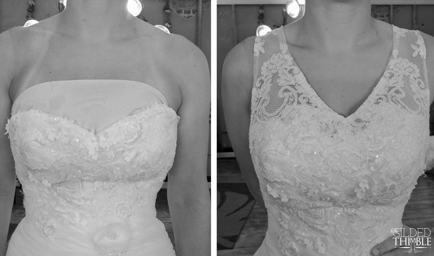 adding lace straps to wedding dress