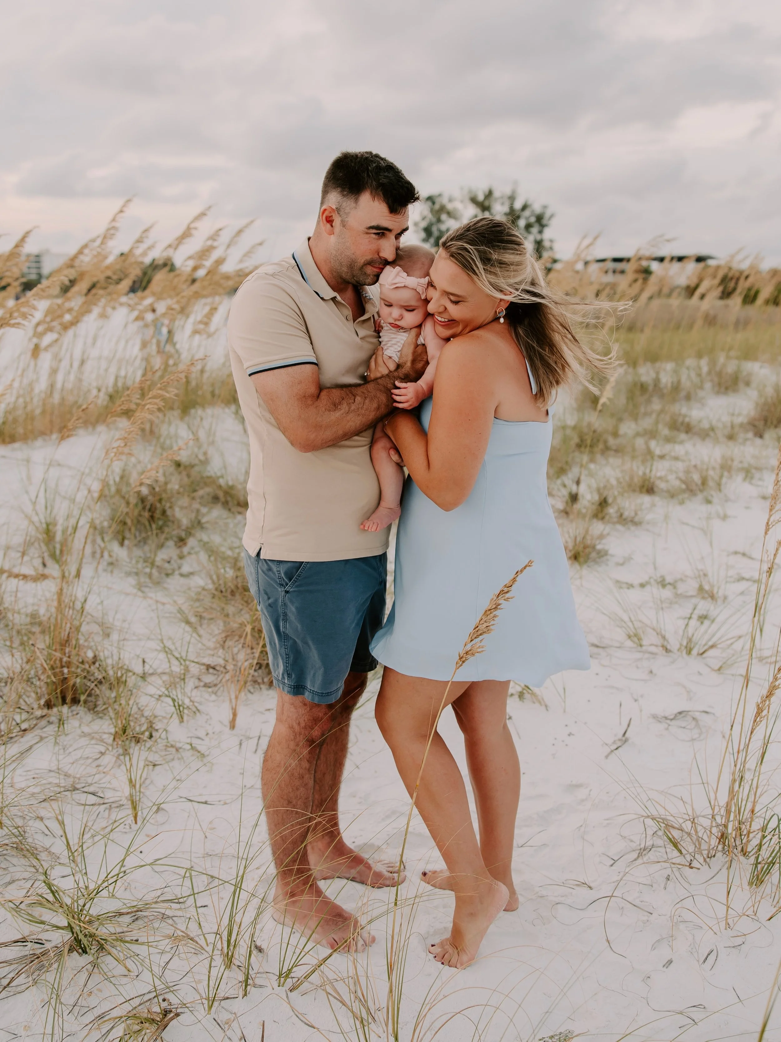 I photographed their wedding a couple of years ago, and now they&rsquo;re a family of three! it was so special getting to meet their sweet baby girl at the very same beach where they got married 🤍