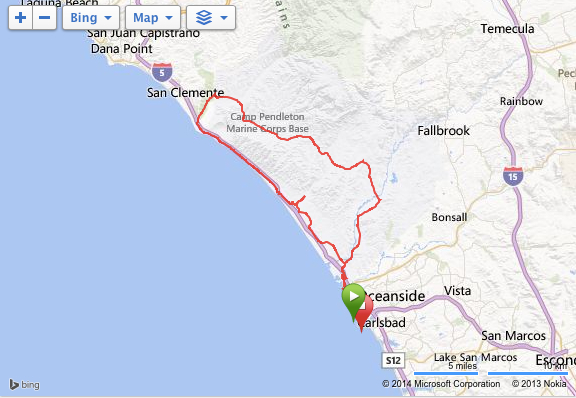 Other than about 70% of the coastal stuff, you are on the Marine Corps. base the entire ride.