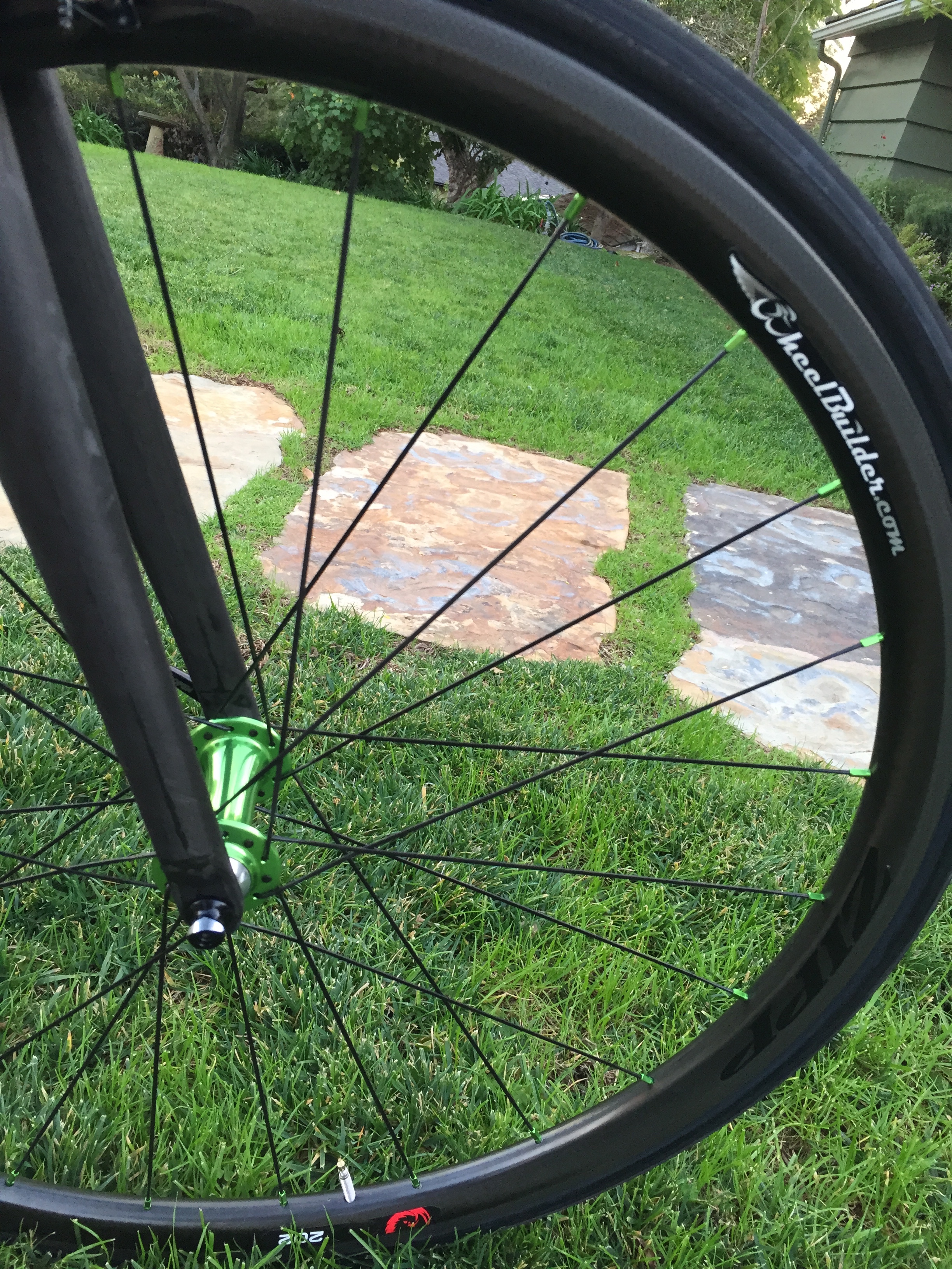 I love the Chris King sour apple. The guys at wheelbuilder.com went above and beyond on this wheel build. They had the spoke nipples custom anodized to match the hub. :) They are hypnotic when I look down at them on the road.