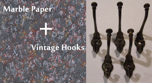 My Take: Marble Paper ( Dick Blick ) + Vintage Hooks ( TsVintageWares@Etsy )
