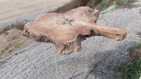 Teak Coffee Table Inlay with Lucite and Crystal Quartz - ckidzac ($420), Etsy.com