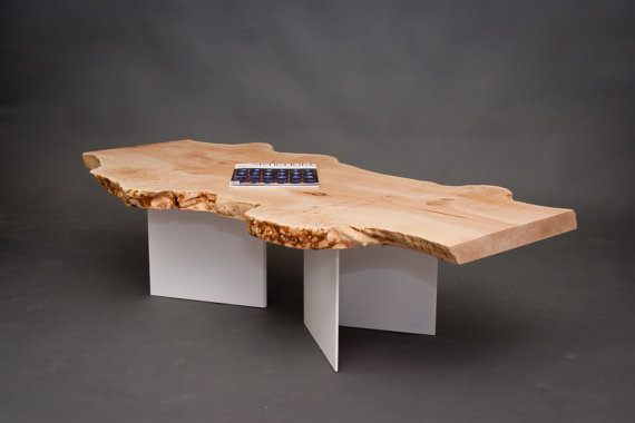  Brice Maple Burl Long Coffee Table - Elpis Works ($1,375), Etsy.com