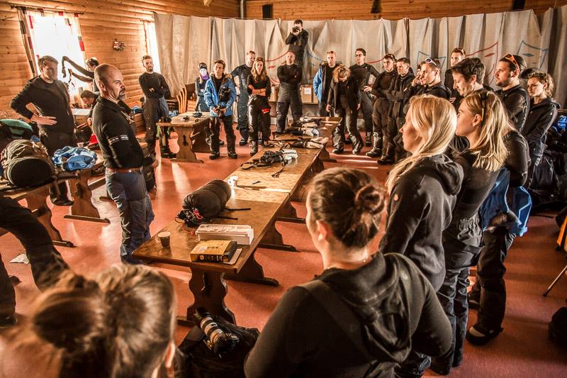 We collect our camping equipment from a lodge in the Tamok Valley, not far from Signaldalen where we will begin our dog sled adventure in the morning. (Photo by Fjällräven. All rights reserved.)