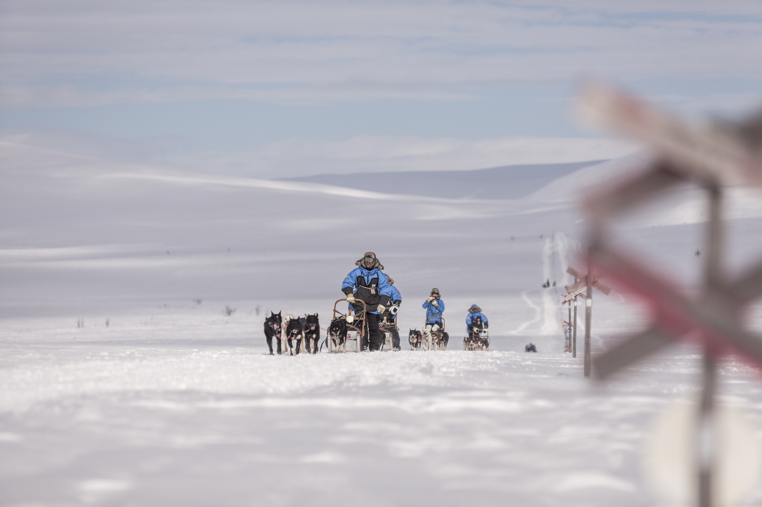 We cross the unmarked border from Norway into Sweden early on Day 3 of Fjällräven Polar. (Photo by Håkan Wike for Fjällräven International. All rights reserved.)